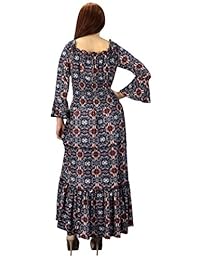 Melocotón Couture Gypsy Boho 3 4 mangas Smocked Waist Tiered Renaissance Maxi Dress
