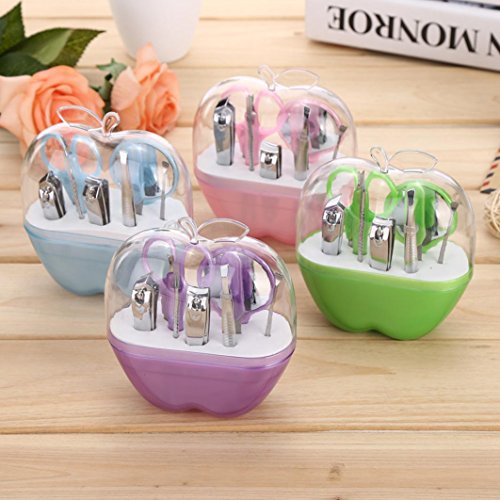 Witspace Nail Care 9pcs Cutter Cuticle Clipper Pedicure Manicure Set Kit Apple Gift (Random Color) - Thumbnail 5