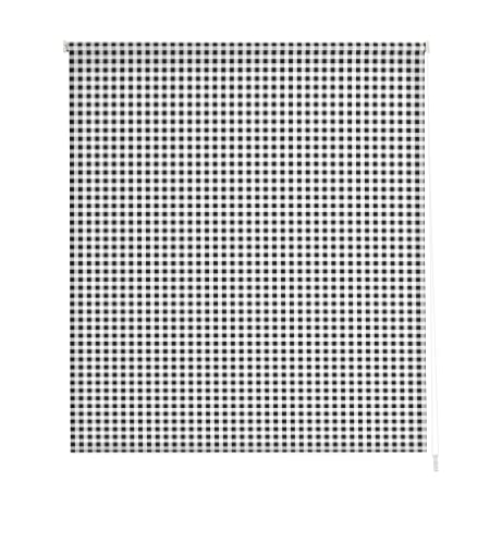 Estoralis | KÜCHE | Modernes Design-Rollo | Digital bedruckter Stoff | Vichy-2 Anthrazit | 90 x 180 cm. (Breite/Höhe) Stoffgröße 87 x 175 cm. | Rollos für Fenster und Türen