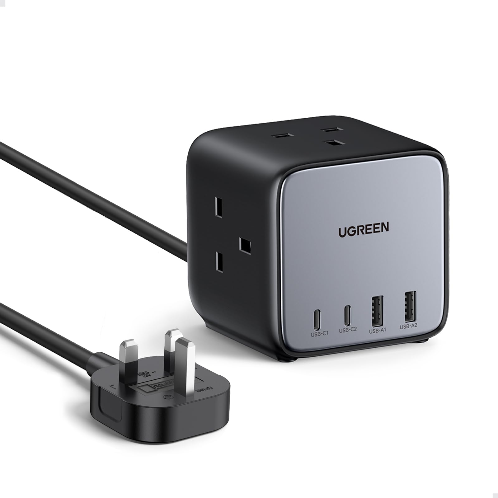 UGREEN USB C Charger, 65W Laptop Charger Compatible with MacBook Pro/Air, iPad Pro, iPhone 16, Galaxy S24, 7-in-1 GaN Charger with 4 USB Slots, 3 Way Wall Plug Extender for Home, School, Office