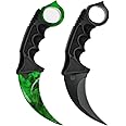 ZLIXING 2 Pieces Karambit Knife Trainer Dull Fixed Blade Practice Training Hunting Knives with Sheath Cool Stuff Gadgets Men Gifts Idea for Csgo