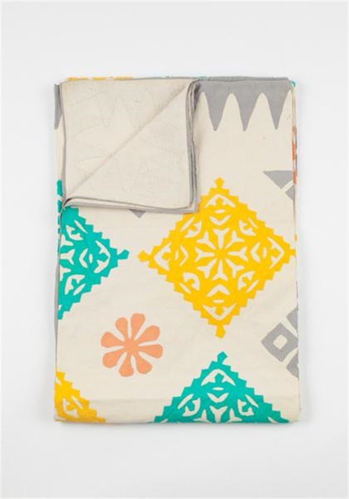 Two Pine Prism Blanket - Hand Applique - 2 Layer 100% Organic Cotton (King (108"x108"), Bright)
