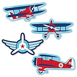 Big Dot of Happiness Taking Flight - Airplane - Shaped Vintage Plane Baby Shower or Birthday Party Cut-Outs - 24 Count