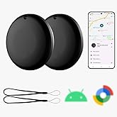 Bluetooth Tracker Android - 2 Pack, Item Finders Locators Work with Google Find My App (Only for Android), Tracker Tag for Keys, Luggage, Backpack, Wallet, Vehicle, Pets (Black)