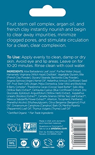 Andalou Naturals Instant Clarity Argan Oil & Blue Clay Mask Pod, 0.28 Ounce