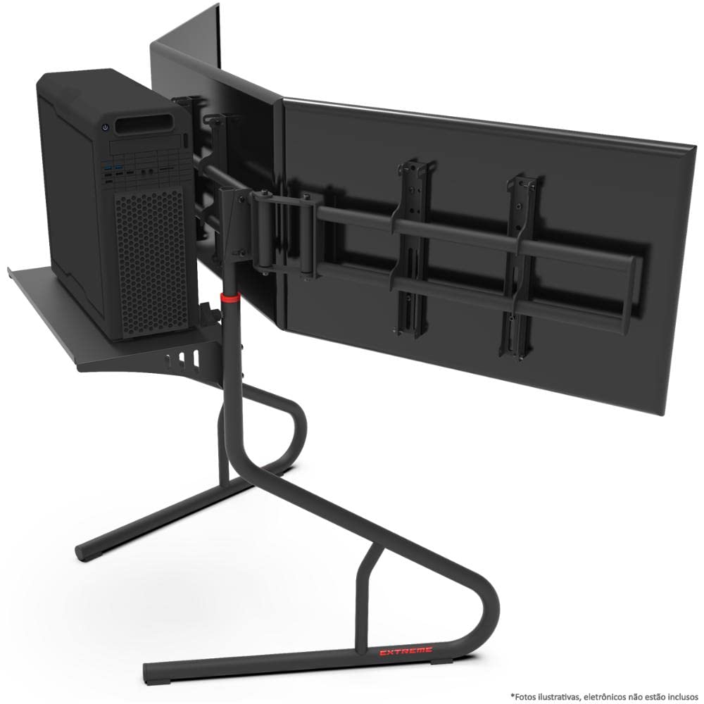 Extreme Sim Racing Triple Screen Tv Stand Add-on Upgrade With Back Tray - Fits almost all Sim Racing Rigs in the Market - Suitable for TV sizes up to 3 x 37