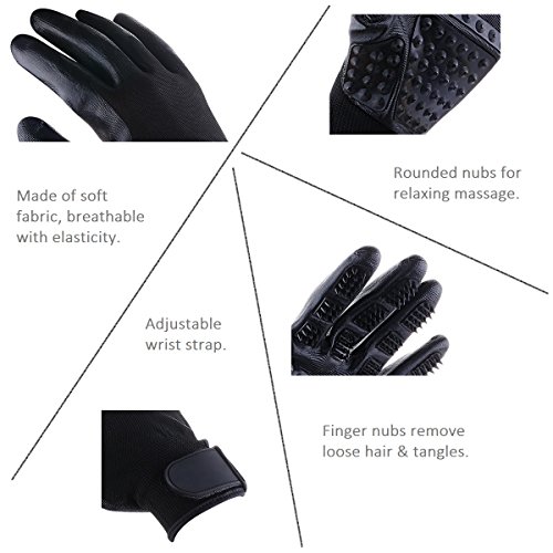 Pet Grooming Gloves, Shedding Brush, Combing and Massage, For Dogs, Horses, Cats, Rabbits, Cows, Other Pets and Livestock, Long & Short Fur, One Pair