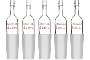 stonylab [Pack of 5] Glass Straight Inlet Adapter with 24/40 Male Glass Joint and 10mm Hose Connection Lab Glassware