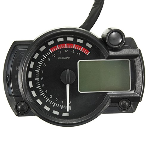 NeDonald Universal Motorcycle Motor Bike LCD Digital Speedometer Odometer Tachometer 2-4 Cylinder