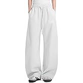 FACDIBY Womens Barrel Sweatpants Fleece Lined Wide Leg Sweat Pants Cotton Elastic Waisted Trousers with Pockets