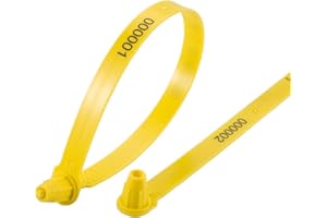 ZWL 200 Pack Yellow Tie-Lock Plastic Truck Seals Tamper Evident Each Seal is Numbered Sequentially Use for Truck, Trailer, Container