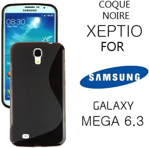 Flip Cover for Samsung Galaxy Mega 6.3 I9200/I9205 Galaxy Mega 6.3 I9200/I9205 Black with Screen Protector – Black TPU Protective Case and Screen Protector – Accessories Pouch Xeptio Case