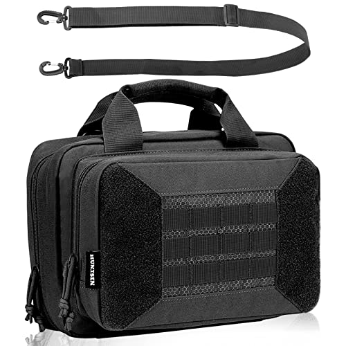 HUNTSEN Tactical Gun Range Bag Double Scoped Handgun Firearm Case