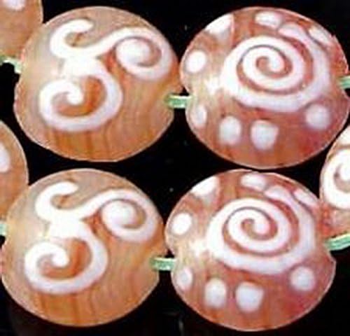 Glamorise Beads #13102 Lampwork Handmade Glass Frost Orange Scroll Lentil Beads 14mm