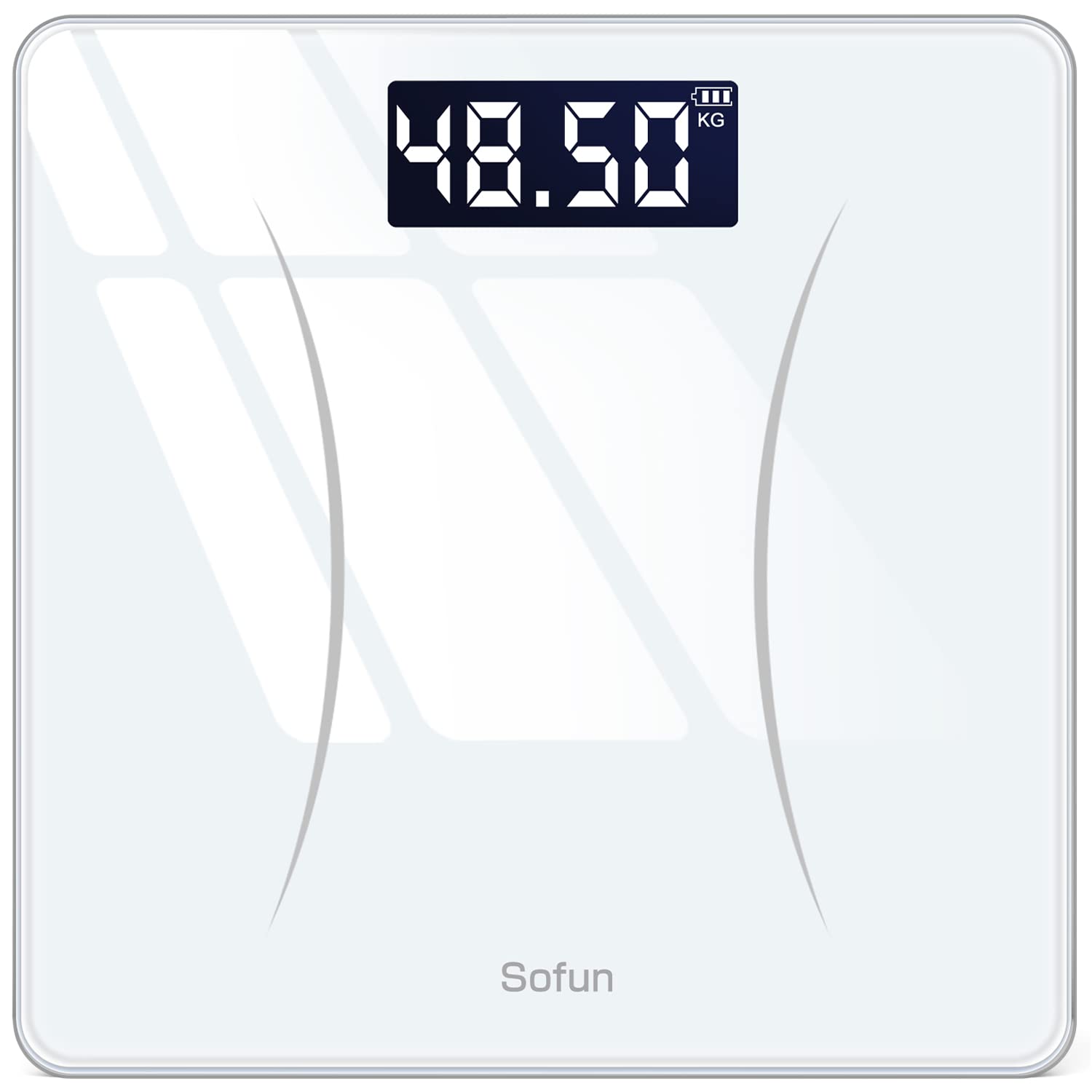 体重計 【新登場・Amazon限定・薄型】 ヘルスメーター 乗るだけ 高精度 電源自動ON/OFF バックライト付 180kgまで対応 ボディスケール 強化ガラス 電子スケール コンパクト 軽量 電池付属 (ホワイト)商品画像