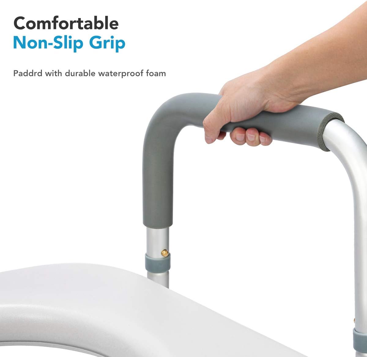 OasisSpace Stand Alone Raised Toilet Seat 300lb - Heavy Duty Medical Raised Homecare Commode and Safety Frame, Height Adjustable Legs, Bathroom Assist Frame for Elderly, Handicap, Disabled: Health & Personal Care