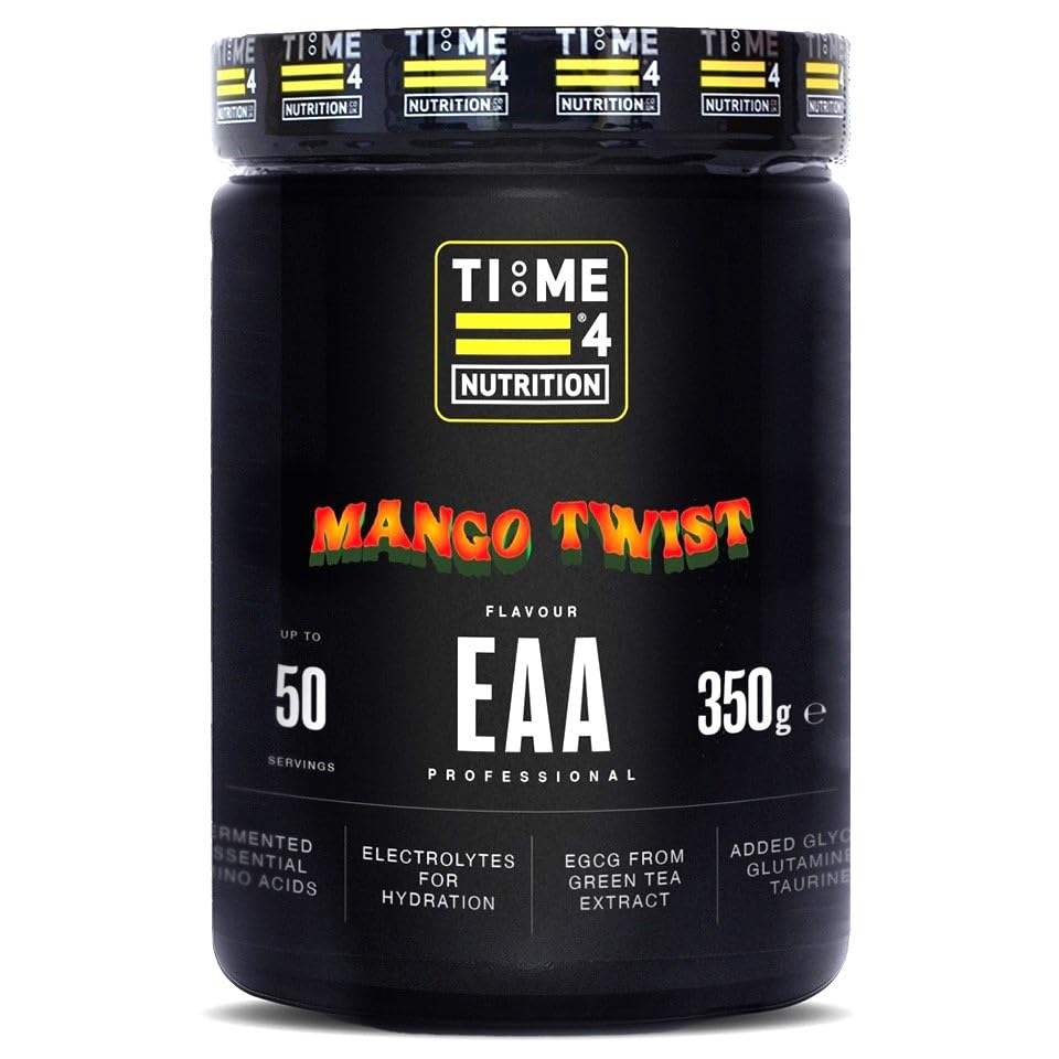Time 4 EAA Professional Essential Amino Acid Powder 50 Servings - Fermented Aminos, EAA, BCAA, Hydration, Intra Workout Drink with EGCG & B Vitamins for Muscle Growth & Recovery (Mango Twist)