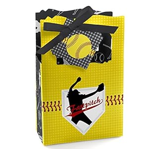 Grand Slam – Fastpitch Softball – Birthday Party or Baby Shower Favor Boxes – Set of 12