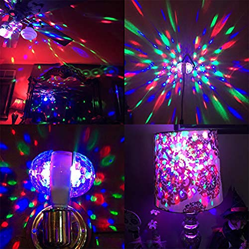 MINO ANT Disco Ball Light- 6W Rotating LED Multicolor Crystal Strobe Bulb, Cool Accessories and Decor for Halloween Christmas Party Birthday Bar or Karokee (White) ¡­ - Thumbnail 2