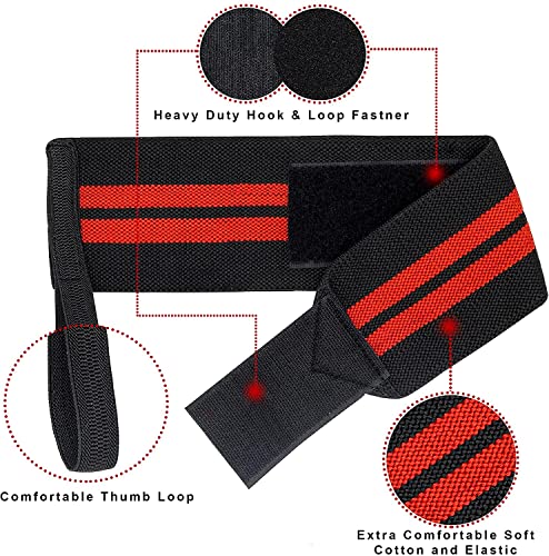 5RIDGE Weight lifting Wrist Wraps - Professional Grade with Thumb Loops. Wrist Supports Braces for Men & Women Strength Training gym fitness fist straps Sold as Pair One Size Fits All