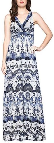 Matty M Womens Sleeveless Maxi Dress (Grey Cloud Print, Large)