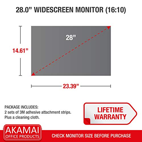 28" Akamai Computer Privacy Screen (16:10)- Black Security Shield - Desktop Monitor Protector - UV and Blue Light Filter (28.0" Widescreen (16:10), Black) - Thumbnail 6