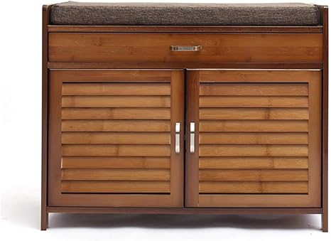 TTZY - Zapatero de bambú con 2 puertas, organizador con cajones de pie