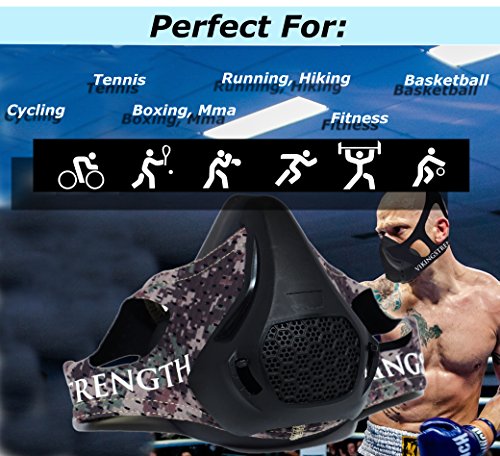 Vikingstrength Fitness Mask Pro - For Running, Biking and Fitness, With Adjustable Resistance, High Altitude Elevation Mask for Training (Green digital camo)
