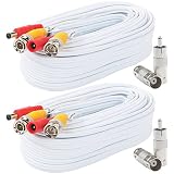 Postta BNC Video Power Cable (2 Pack 50 Feet) Pre-Made All-in-One Video Security Camera Cable Wire with Four Connectors for CCTV DVR Surveillance System