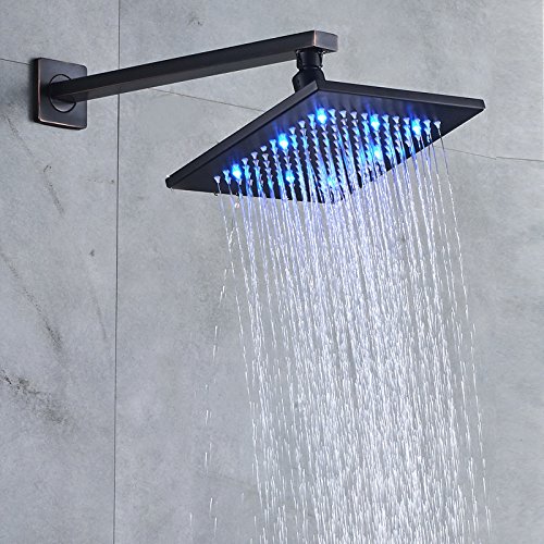 Senlesen Bathroom 10-inch Square Shower Head with LED Light Oil Rubbed Bronze