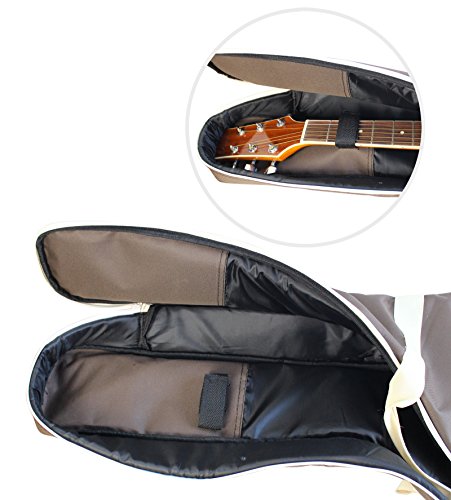 Vizcaya 41 Inch Waterproof Dual Adjustable Shoulder Strap Acoustic Guitar Gig Bag 15mm Padding Backpack with Accessories(Adult Guitar Strap,Picks,Strap Lock) --Coffee