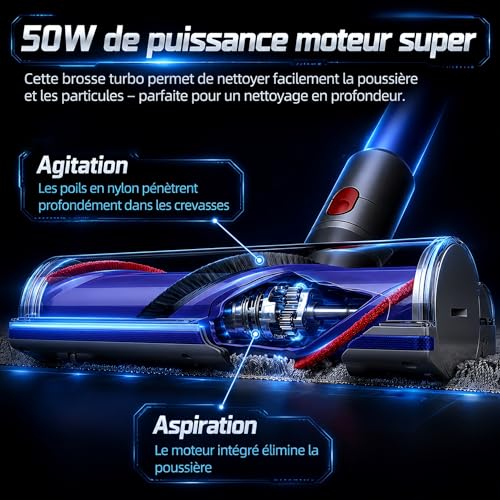 Tête de brosse motorisée pour Dyson V7 V8 V10 V11 V15 & SV10 SV11 SV12 SV14 SV17 SV22 SV28 SV47, Rouleau à libération rapide pour sols durs et tapis, avec verrouillage de gâchette