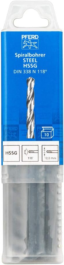 PFERD 25203540 Spiral Drill Steel, Pack of 10, Diameter 10.0 mm, HSS-G N, DIN 338, 118°, Universal Use, Diameter 10 mm - Image 3