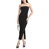Cosy Pyro Women’s Bodycon Long Dresses Summer Fitted Dress Maxi Tube Dress Ribbed Strapless Side Slit
