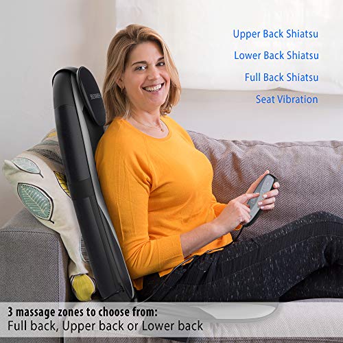 Shiatsu Chair Massager for Back and Neck with Heat - Car Seat Massage Pad Cushion Perfect for Full Body - Portable Kneading Rollers Electric Back Vibration Massager for Office Chair