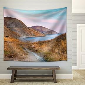 Sunset Over a Rocky Coast - Fabric Wall Tapestry Home Decor - 51x60 inches