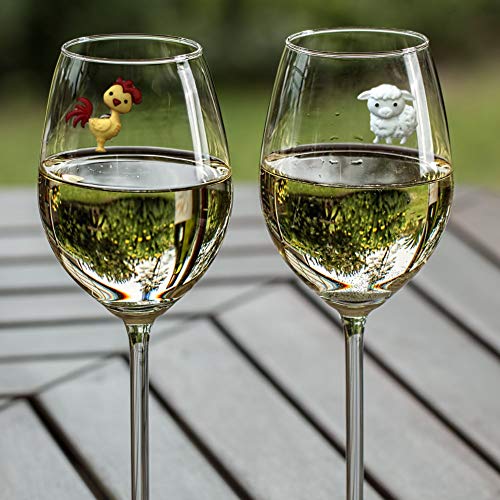 Barnyard Animal Wine Charms - Magnetic Glass Markers and Identifiers Set of 6 by Simply Charmed