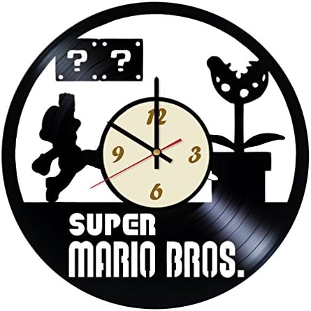 Super Mario Design Vinyl Record Wall Clock / Original Gift Idea For Him or Her, Boy sor Girls / Cool home decor wall art / Bedroom Nursery Living Room Kitchen Clock