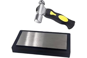 TSURPCAO 7.8"x4.2"Steel Bench Block Flat Anvil Jewelers Tool with Tough Rubber Block,Jewelry Stamping Hammer, Jewelry Metal Stamping Tools for Jewelry Making & Metal Stamping (Rectangle)