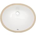 Sarlai Undermount Oval Ceramic Bathroom Sink - 18x15 Inch White Vanity Sink With Overflow