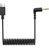 USB C to 3.5mm Microphone Cable for Rode Wireless Pro, Go 2, Go, ME, Black | Coiled Audio Patch Cable Mic Cord Compatible with Samsung Galaxy &amp; Google Pixel Android Phones, and Hollyland Lark M2 150 Max