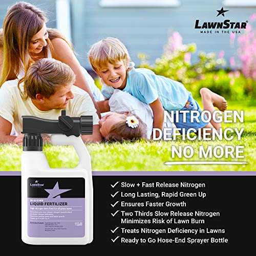 LawnStar 30-0-0 NPK Fertilizer (32 OZ) - Makes Grass Grow Greener, Faster - Liquid Lawn Food w/Slow Release Nitrogen - High Nitrogen Premium Blend, Treats Deficiency, All Grass Types - American Made - Thumbnail 3