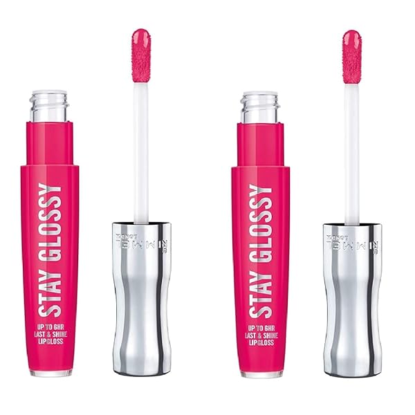 PACK OF 2 RIMMEL STAY GLOSSY 6HR LIP GLOSS, THE FUTURE IS PINK # 360