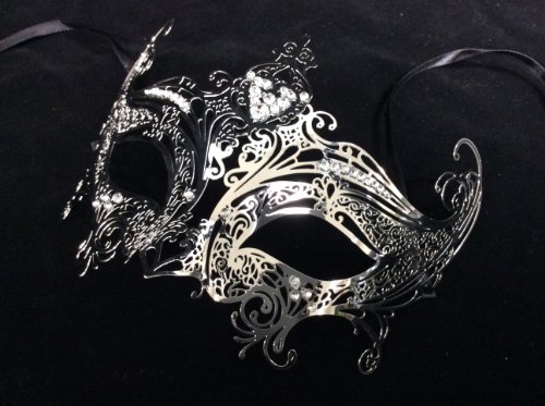Luxury Silver Queen Masquerade Mask Venetian Design Masks Silver Colored Perfect for Mardi Gras Majestic Party Halloween Ball Prom by Unknown