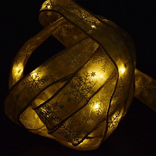 Fowod (2 Pack) 2M 20PCS LED Ribbon String Lights Wire Fairy String Lights Decorative Warm White Lights Rope Powered by Battery for Seasonal Christmas Trees Wedding Decorations (Grey Snowflake)
