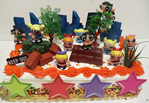 Powerpuff Girls 20 Piece Birthday Cake Topper Set Featuring Power