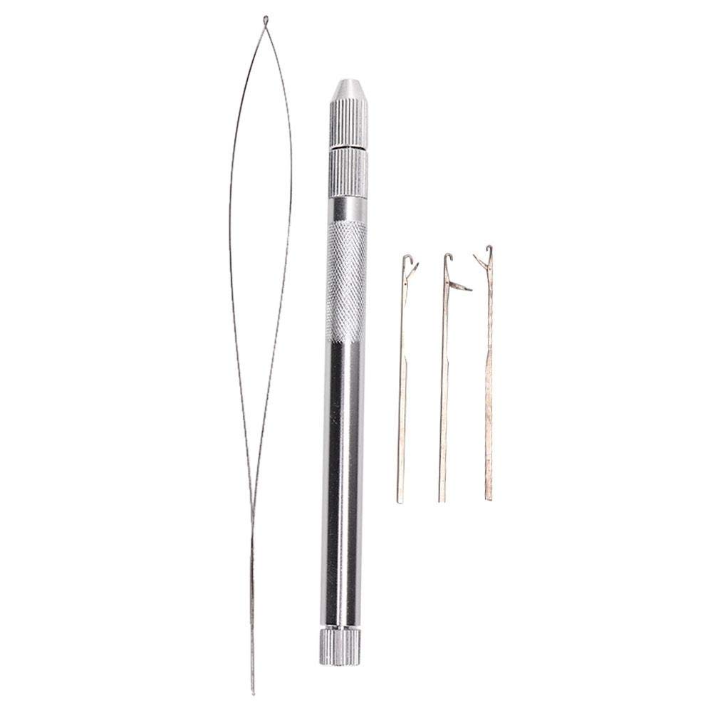 Hair Extension Threader Aluminum Handle Pulling Loop Needle Micro Beads Looper Threader for Hair Extension
