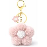 JOULOTE Flower Keychain &ndash; Floral Keychains Bag Charms for Women with White Center and Gold-Tone Clasp, Cute Key Chains Gifts for Flowers Lovers, Family, Girls
