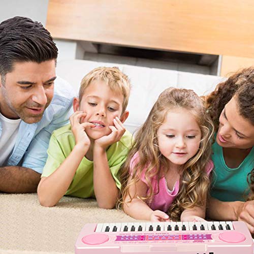 SAOCOOL Kids Piano, 37 Keys Charging Multifunctional Electronic Piano for Kids Music Educational Piano Keyboard Toys for Toddler (Pink)