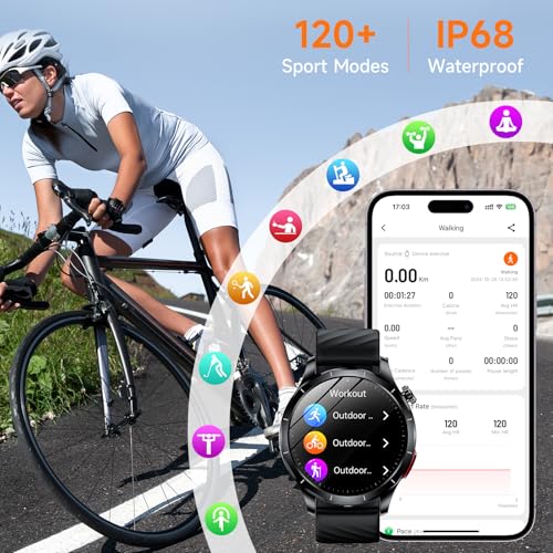 2026 Smart Watch for Men with Blood Pressure/ECG/Sleep Monitor,1.43"AMOLED Fitness Tracker with Bluetooth Calls/SOS Button, 24/7 Heart Rate/Body Temperature/SpO2,Waterproof Watch for Android iOS